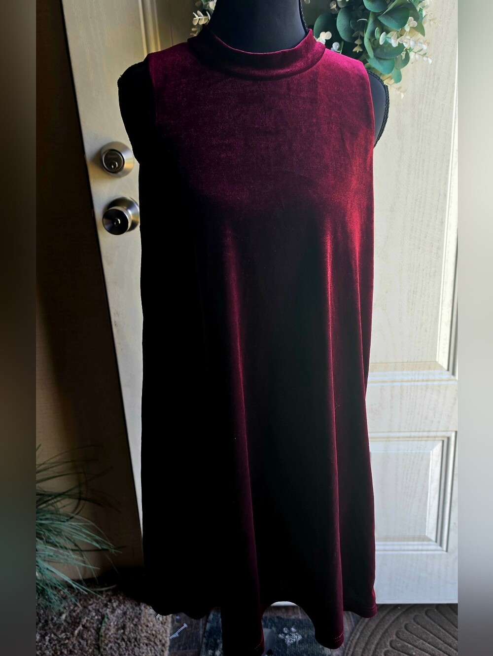 She + Sky Sleeveless Velvet Shift Dress